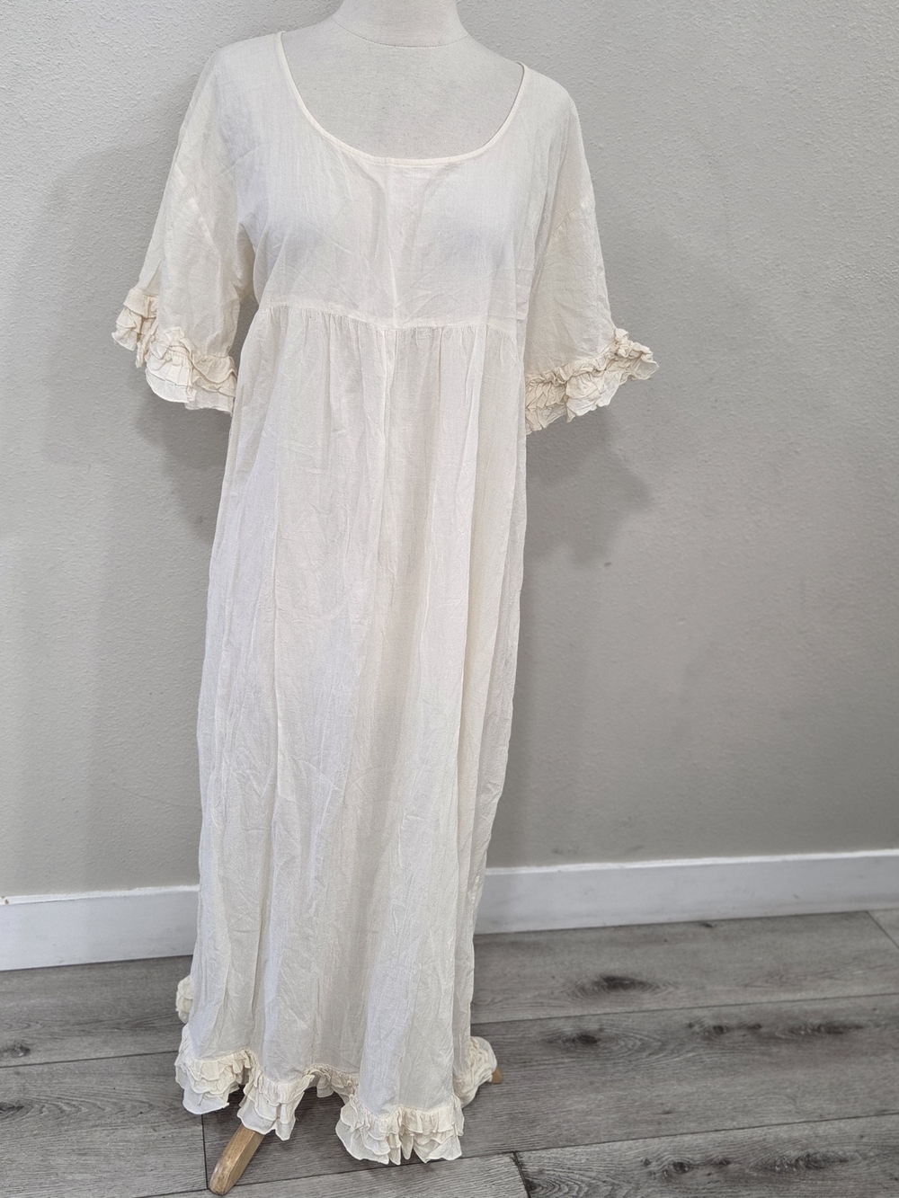 Cream Ruffle-Trim  Dress - Picture 3 of 12